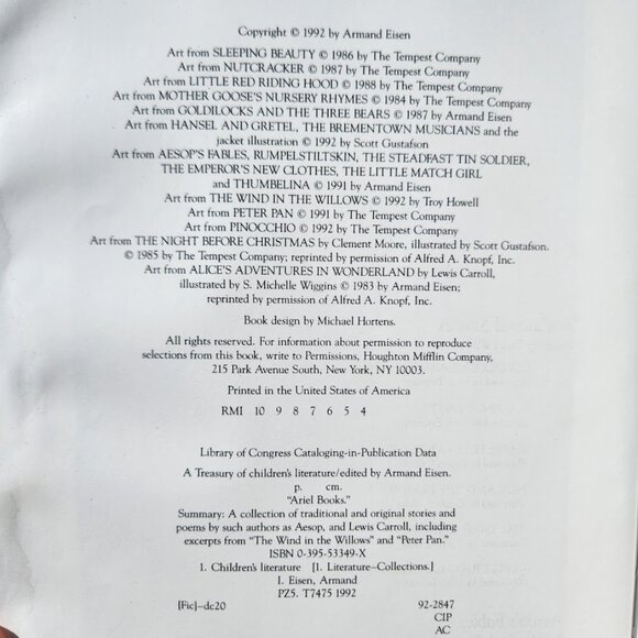 A Treasury of Children's Literature Book Hardcover Nursery Rhymes Fairy Tales Fa - Picture 4 of 9